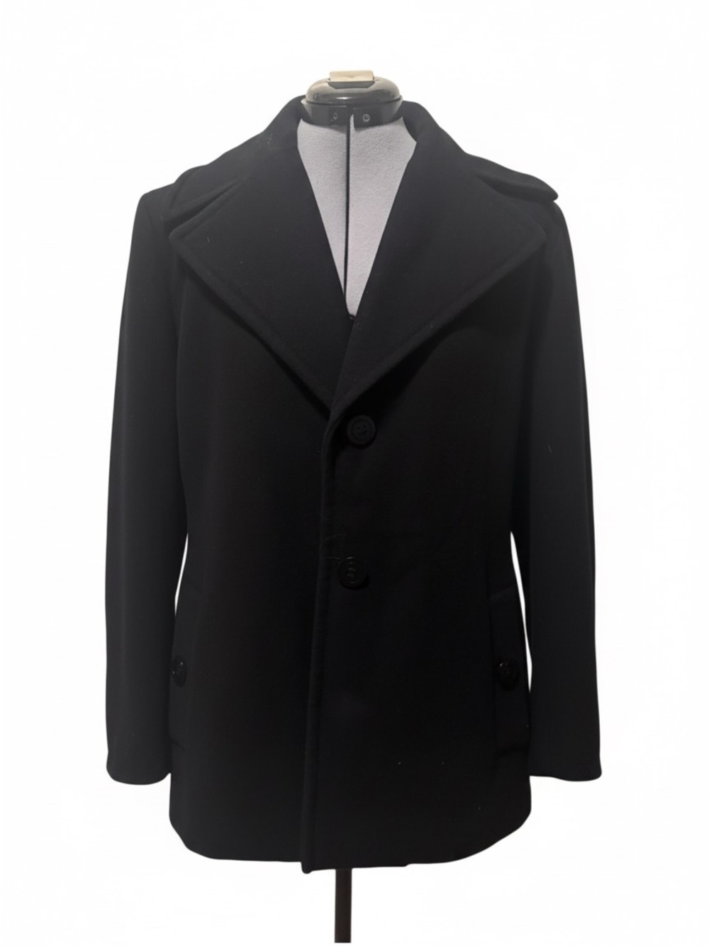 Calvin Klein Black Double-Breasted Peacoat